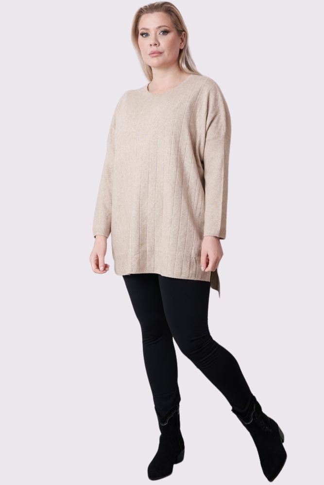 Plain Side Slit Dipped Hem Top