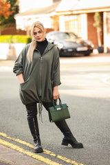 Drawstring Hem Zip-up Hooded Jacket