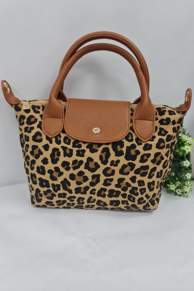 Leopard Pattern Two Handle Shoulder Bag