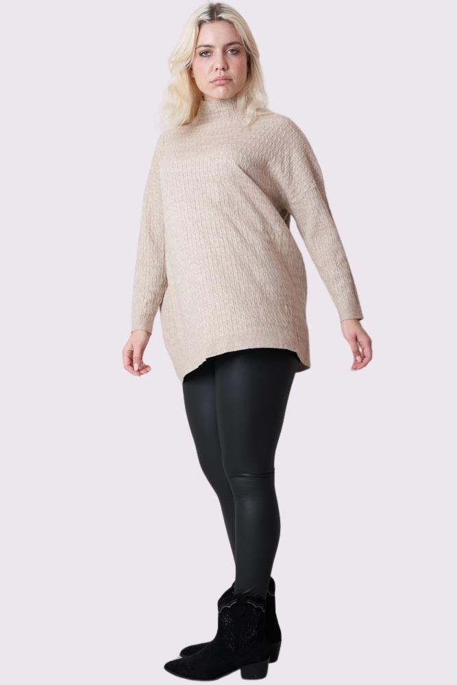 Ribbed Knitted High-Neck Jumper