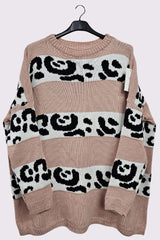 Leopard Stripe Oversized Knit Style Jumper