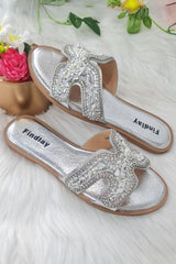 Sparkly Cut Out Strap Flat Slider