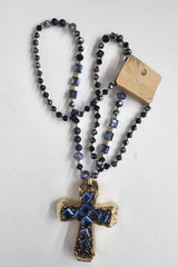 Cross Beaded Pendant Necklace