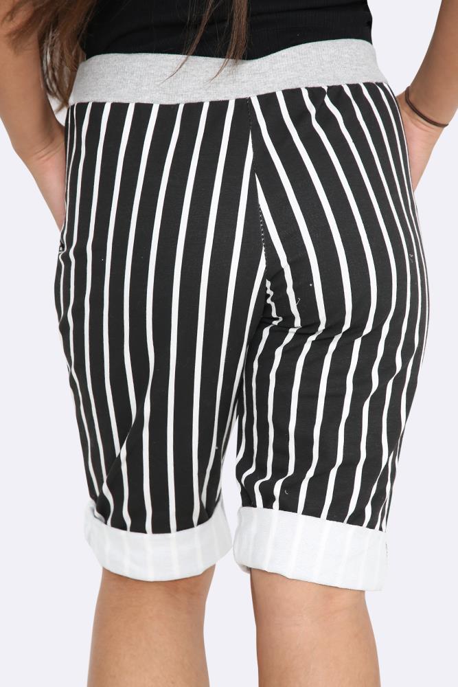 Italian Stripe Drawstring 3/4 Trouser