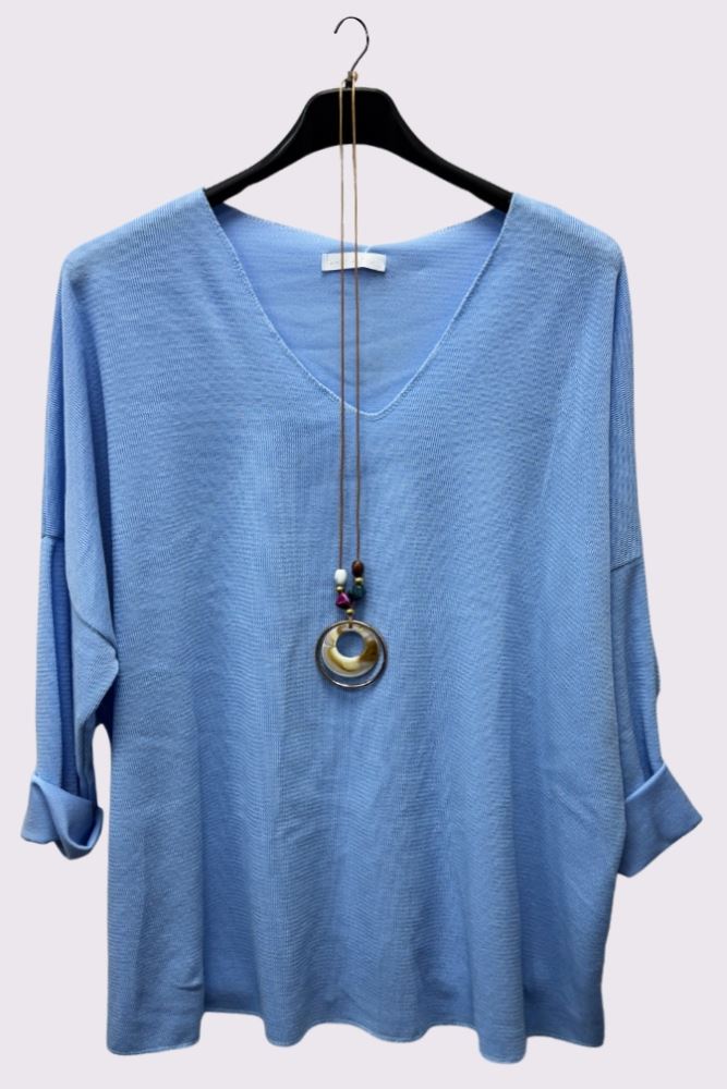 Plain Soft Knit Necklace Top