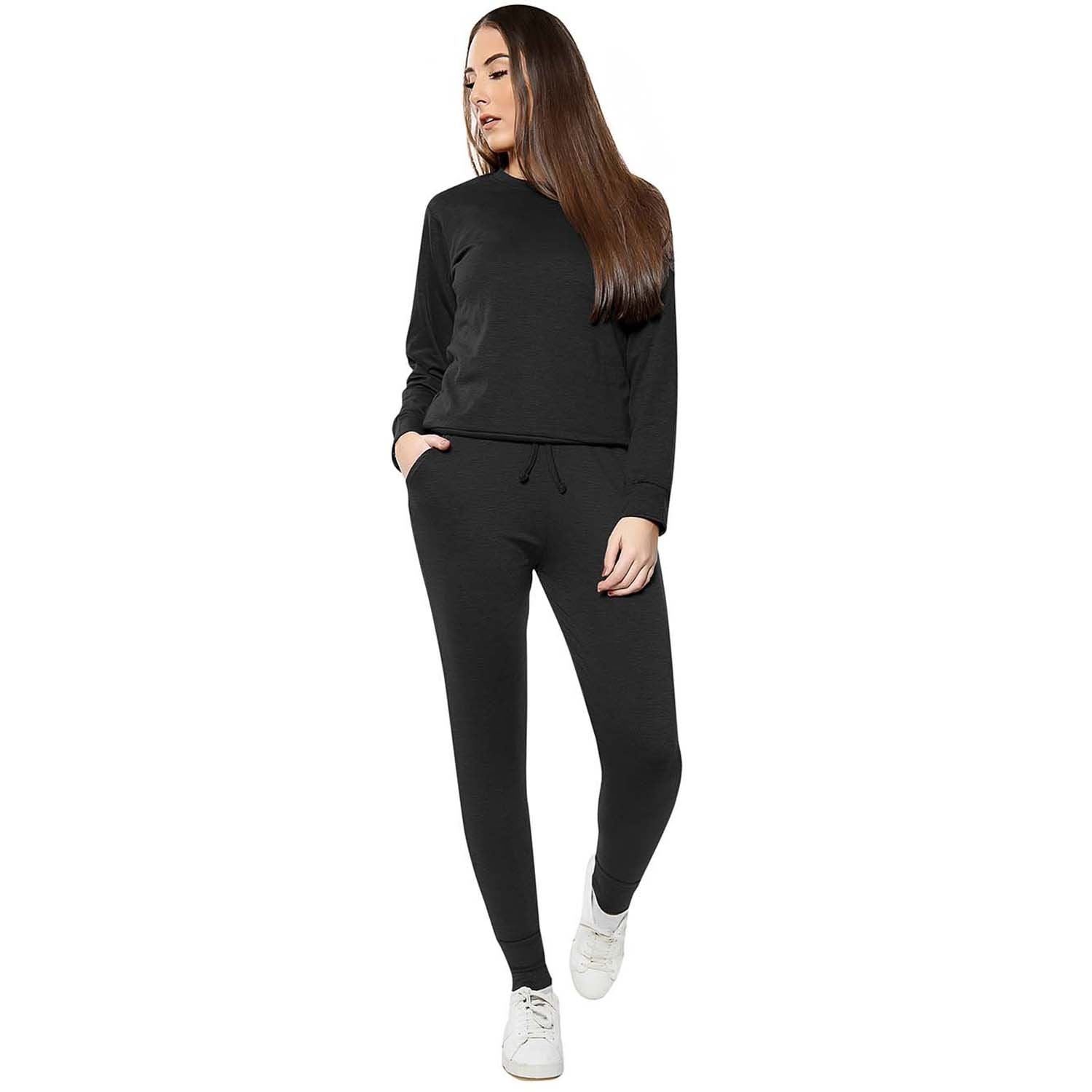 Plain Crop Top Loungwear Tracksuit