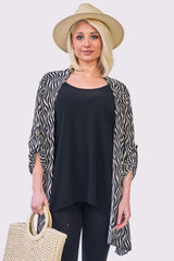 Abstract Multi Print Open Front Cardigan