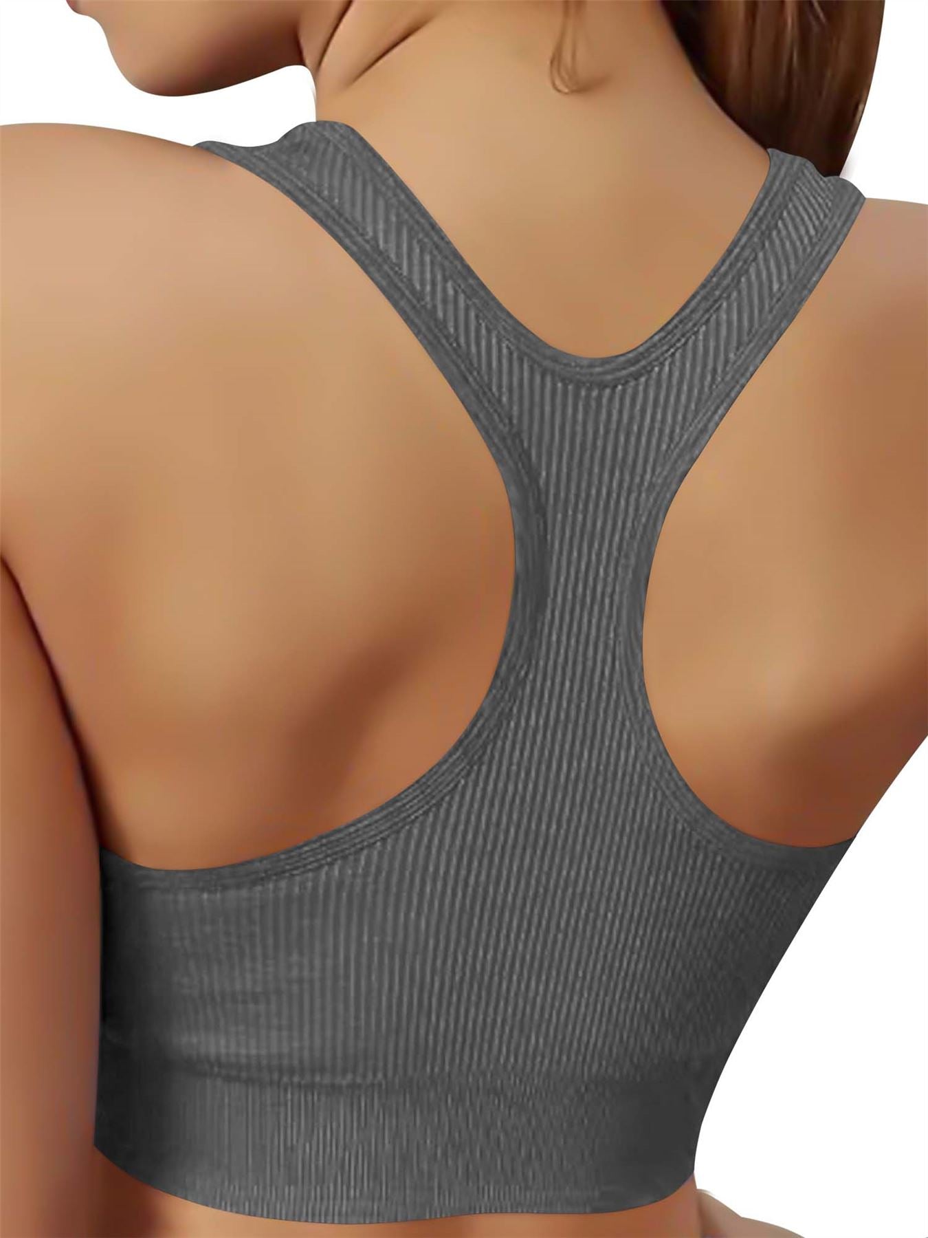 Plain Seamless Ribbed Front Zip Bra