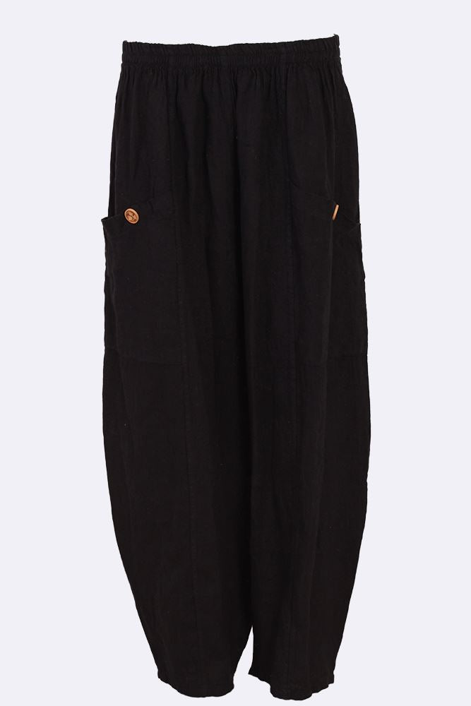 Linen Wide Leg Pocket Trousers