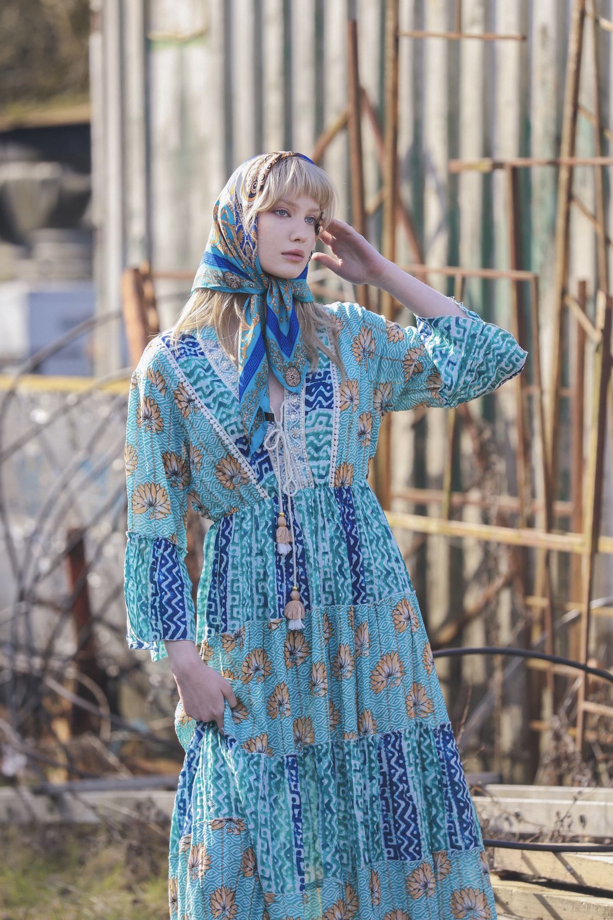 Multi Print Bohemian Maxi Style Dress