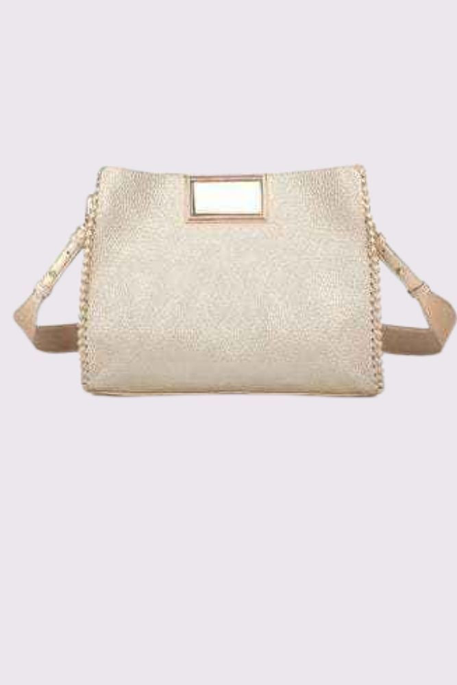 Textured Buckle Up Shoulder Bag