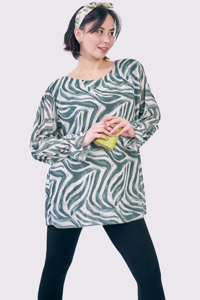 Zebra Print Oversized Tunic Top