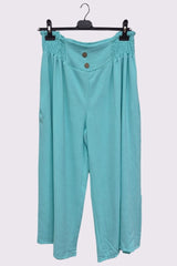 Plain Elasticated Waistband Wide Leg Trousers