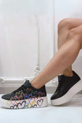 Heart Design Chunky Sole Lace Up Trainer