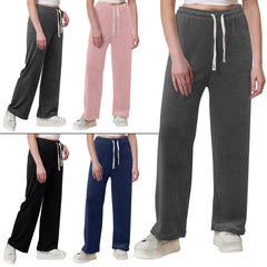 Plain Ribbed Wide Leg Trousers