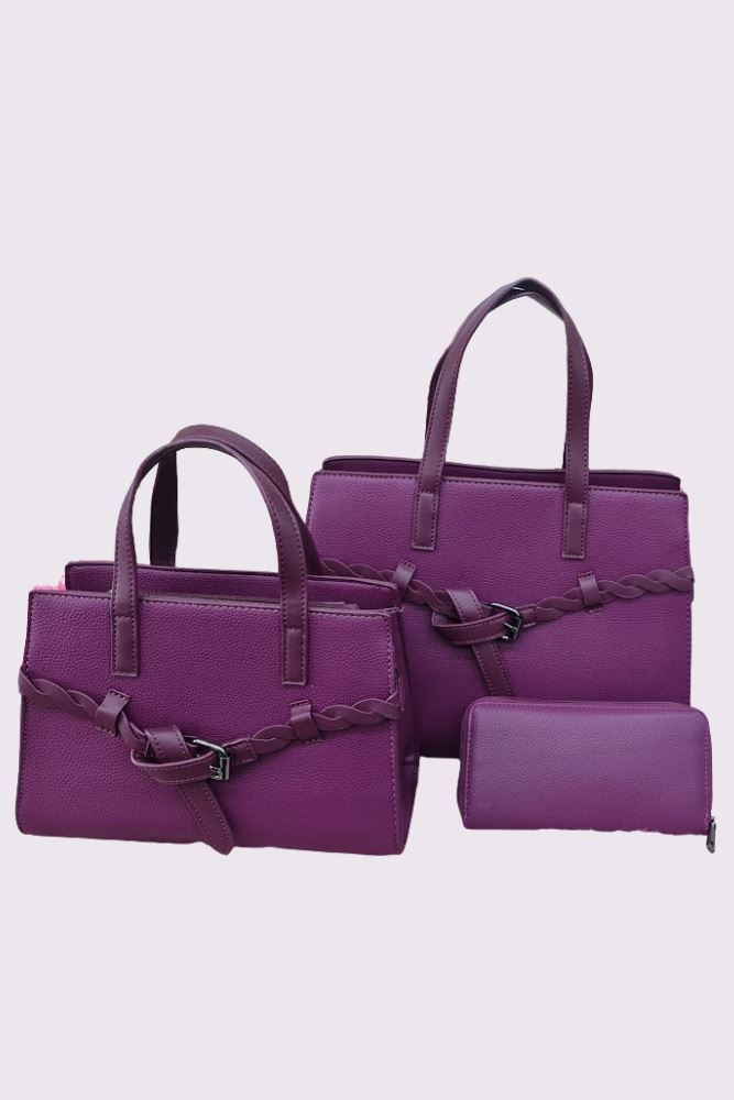 Belted Two Handle Shoulder Bag Set