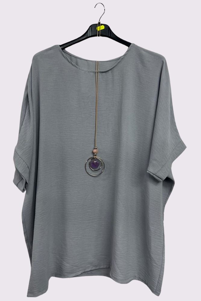 Plain Necklace Tunic Top