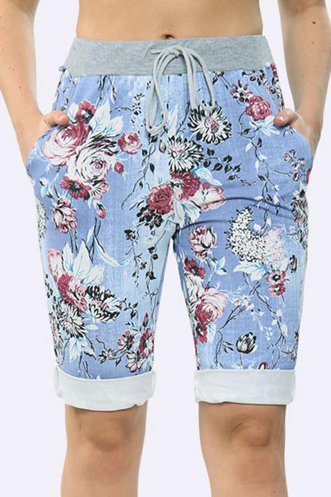 Floral Printed 3/4 Drawstring Trouser