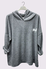 Plain Knitted Hooded Top