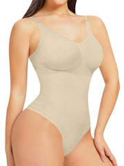 Plain Strappy Seamless Ribbed Nylon Bodysuit