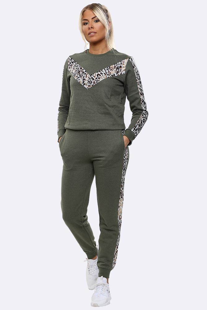 Leopard Print Side Panel Loungwear Tracksuit