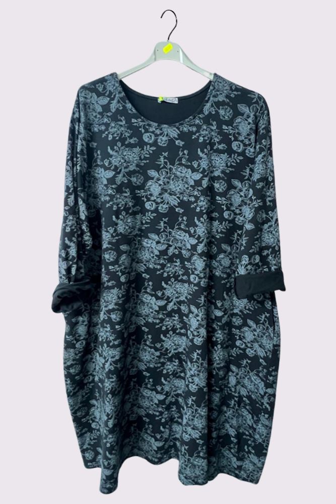 Floral Print Baggy Long Style Cotton Dress