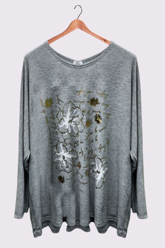 Foil Flower Pattern Tunic Top