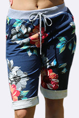 Flower Printed 3/4 Drawstring Trouser