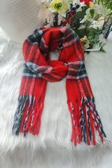 Check Print Soft Feel Tassel Scarves