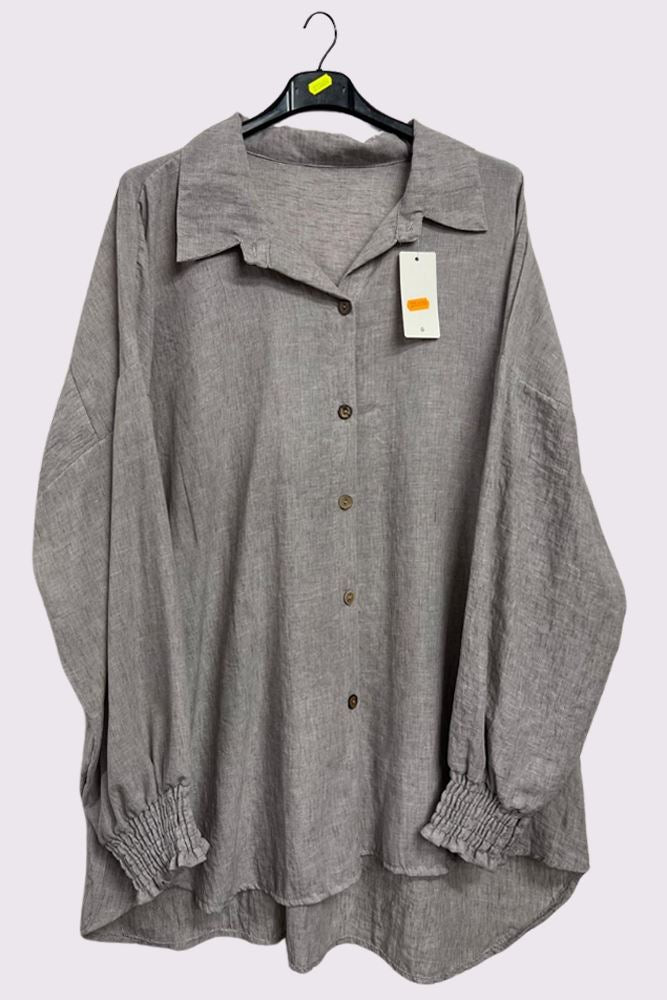 Plain Textured Button Closing Shirt