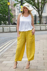 Linen Wide Leg Pocket Trousers