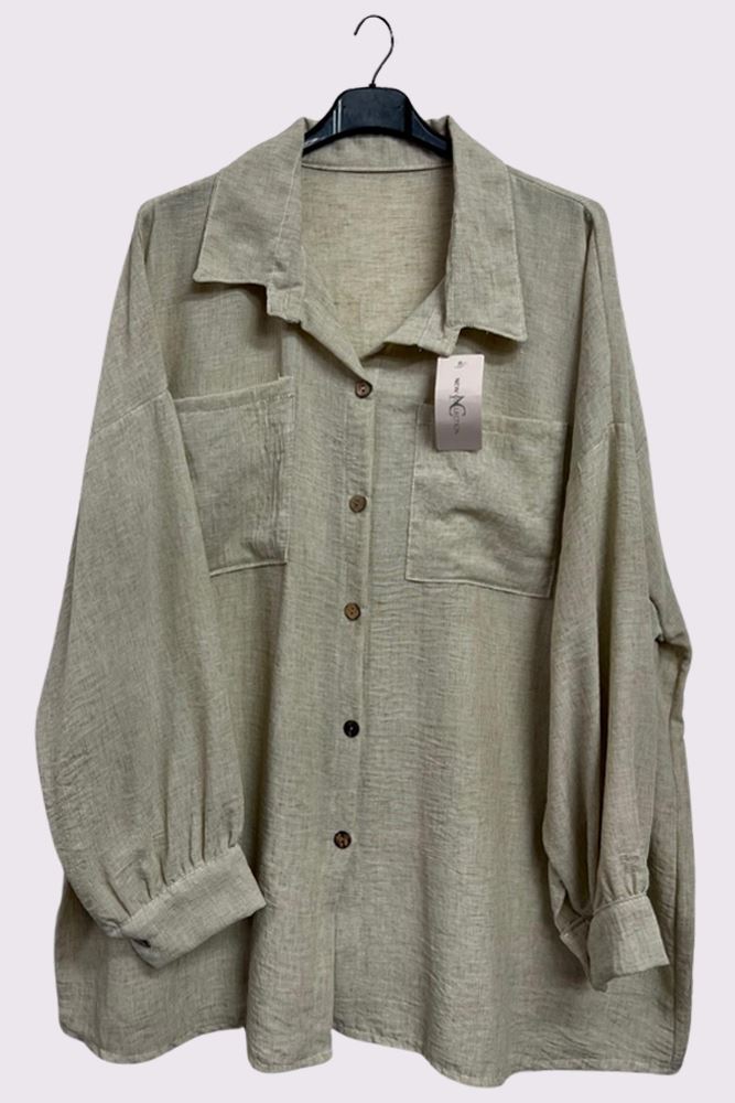 Plain Textured Chest Pockets Shirt