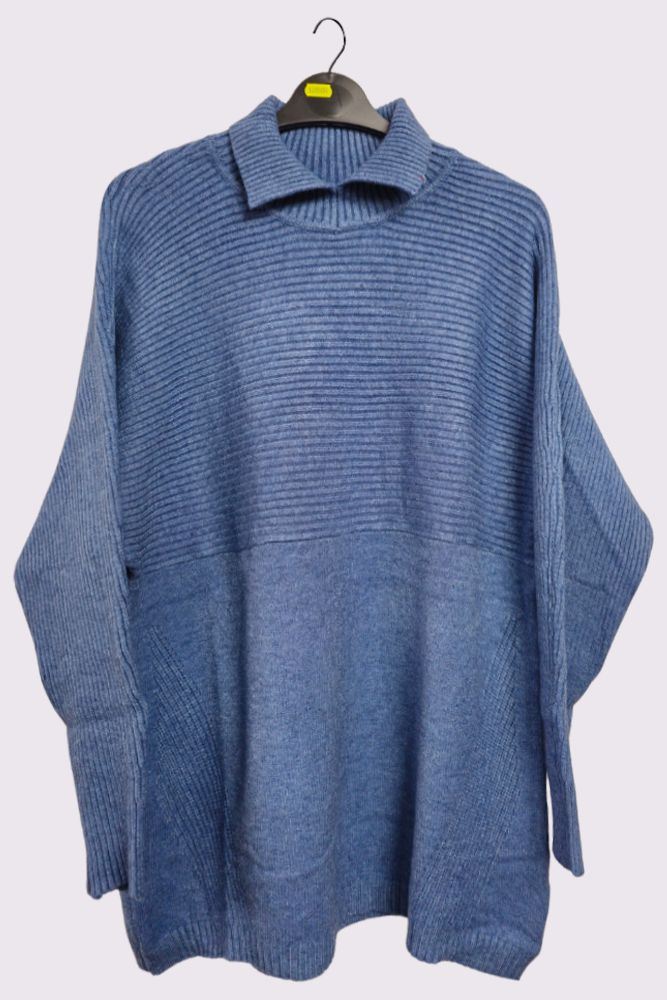 Plain Ribbed Collar Jumper