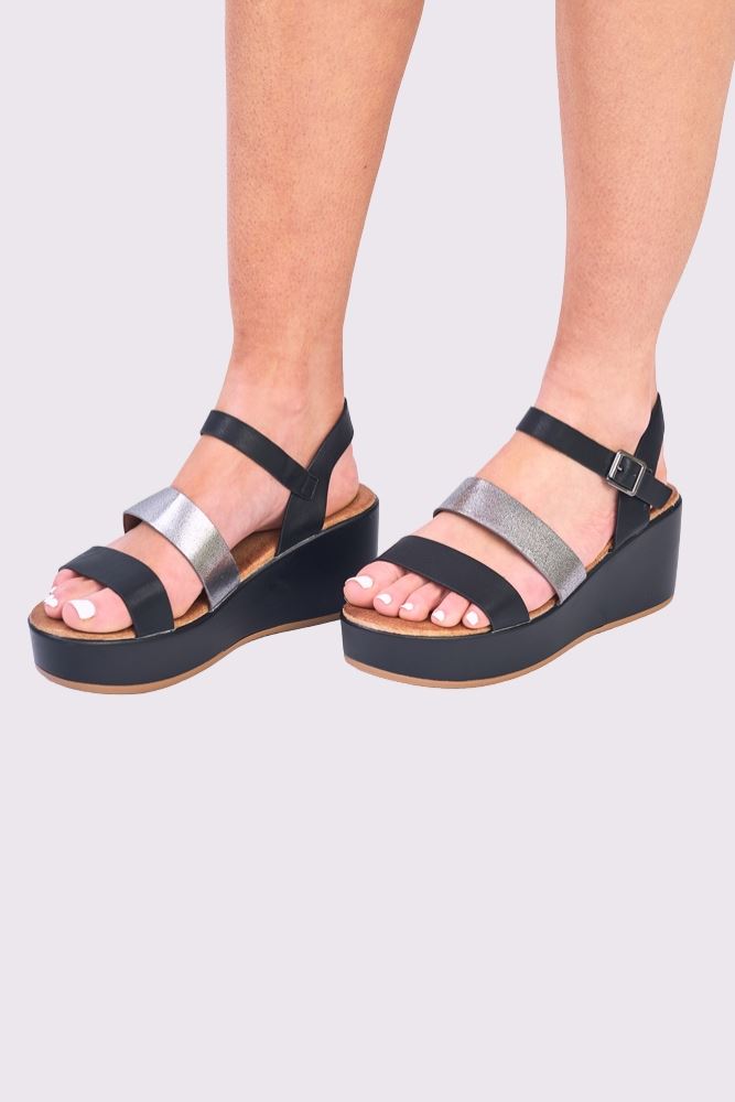 Foil Buckle Strap Sandal