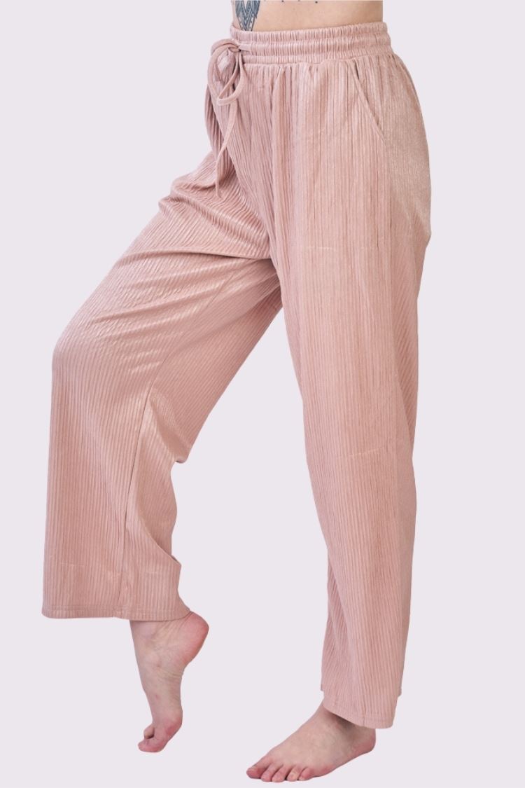 Plain Pleated Drawstring Waistband Trousers