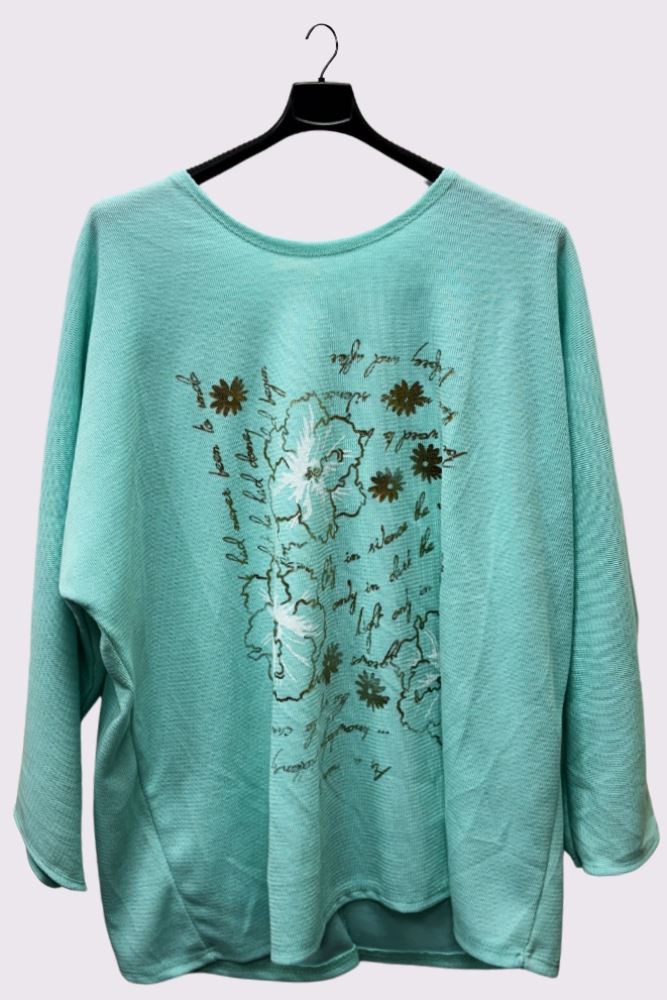 Foil Flower Pattern Tunic Top