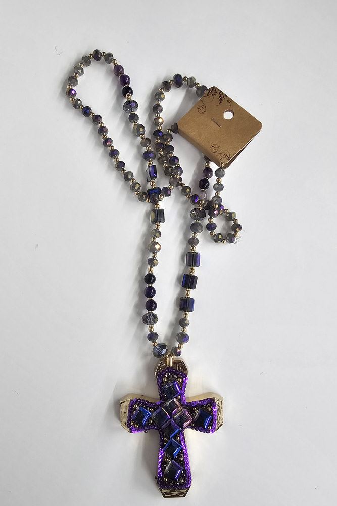 Cross Beaded Pendant Necklace