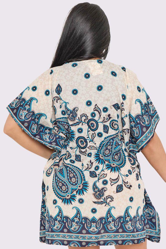 Paisley Print Drawstring Waist Kaftan