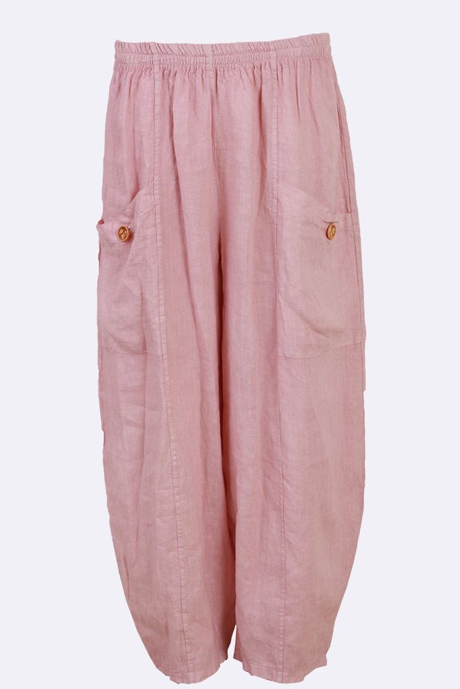 Linen Wide Leg Pocket Trousers