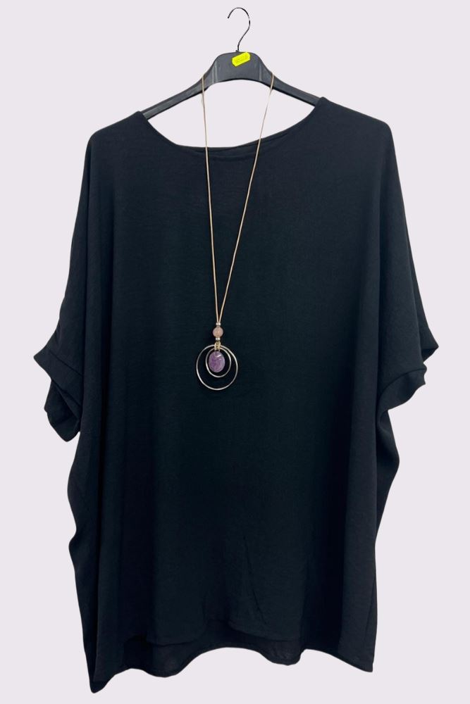 Plain Necklace Tunic Top