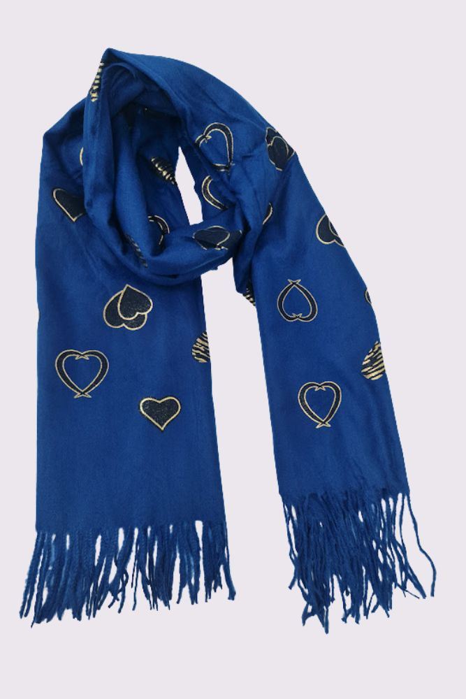 Heart Print Soft Feel Tassel Scarves