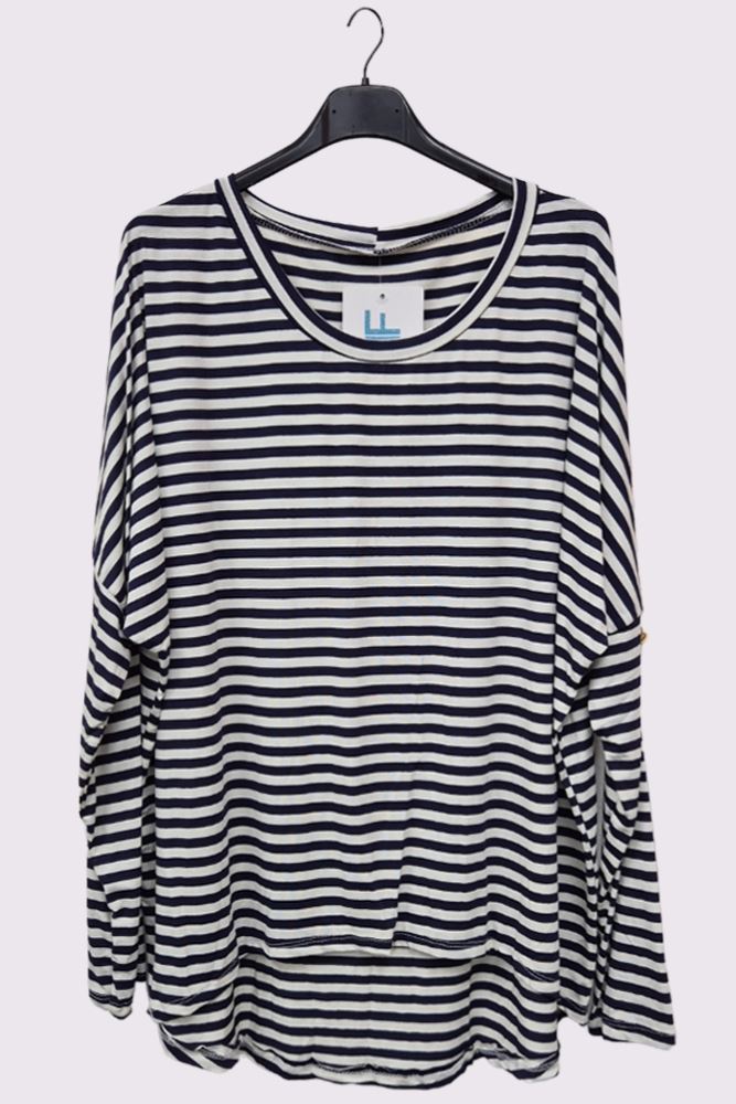 Stripe Print High Low Hem Top