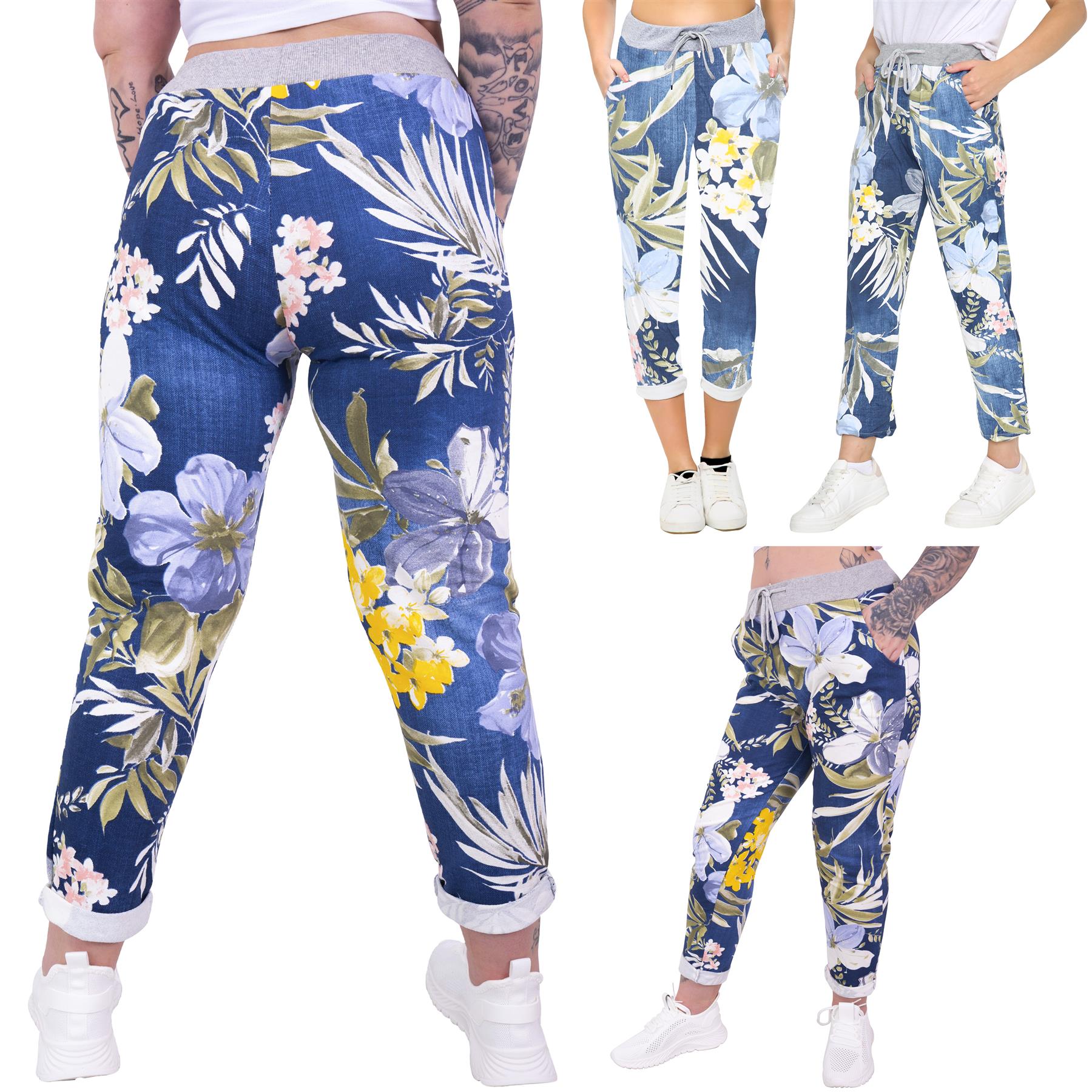 Cotton Tropical Floral Print Drawstring Trouser