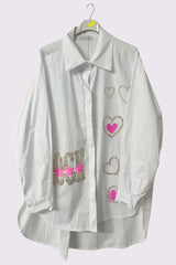 Rock Star Heart Sequin Motif Cotton Shirt