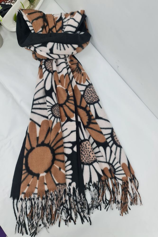 Sunflower Print Tassel Scarves