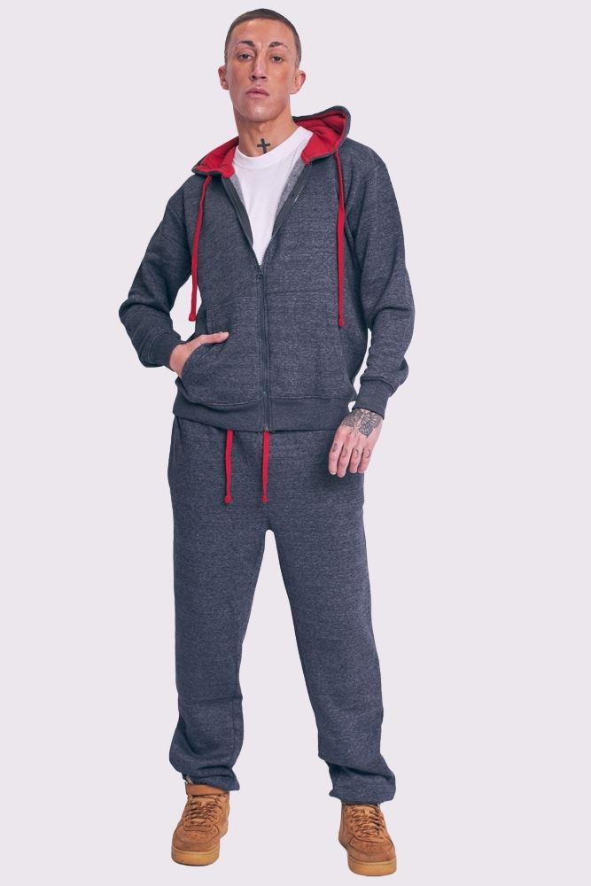 Drawstring Fleece Set Hoodie Top Bottoms Tracksuit