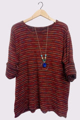 Stripe Necklace Tunic Top