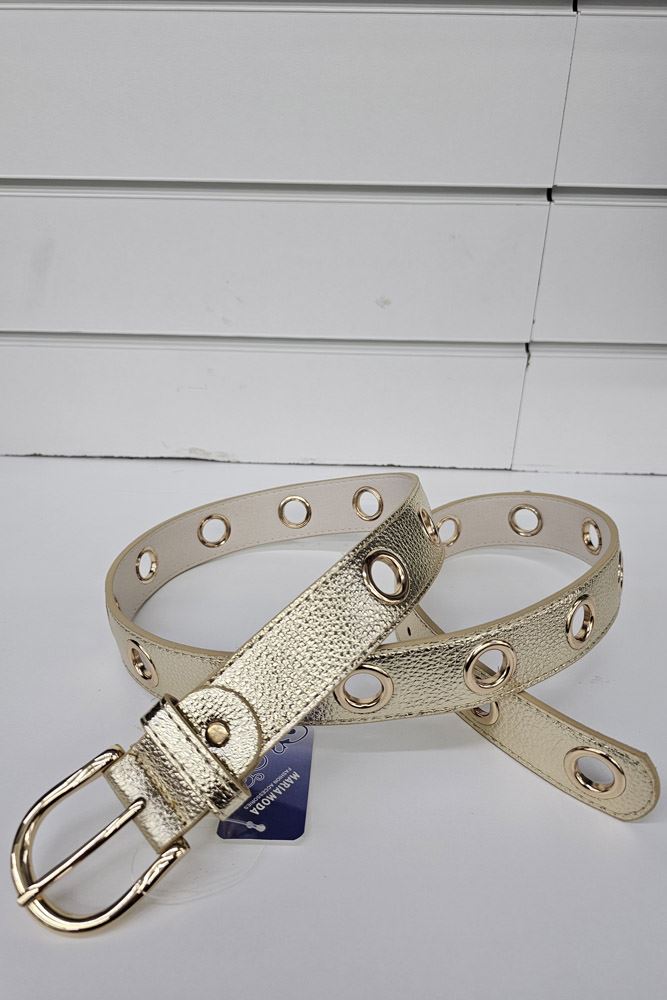 Leather Eyelet Hollow Thin Belt