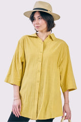 Plain Button Up Oversized Cotton Shirt