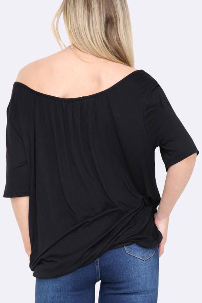 Plain Neck Elasticated Hem Top